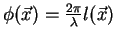 $\phi(\vec{x}) = \frac{2\pi}{\lambda}l(\vec{x})$
